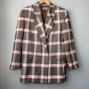 Stirling Cooper Blazer Size 12 13 Plaid Jacket Double Breasted Preppy Academia